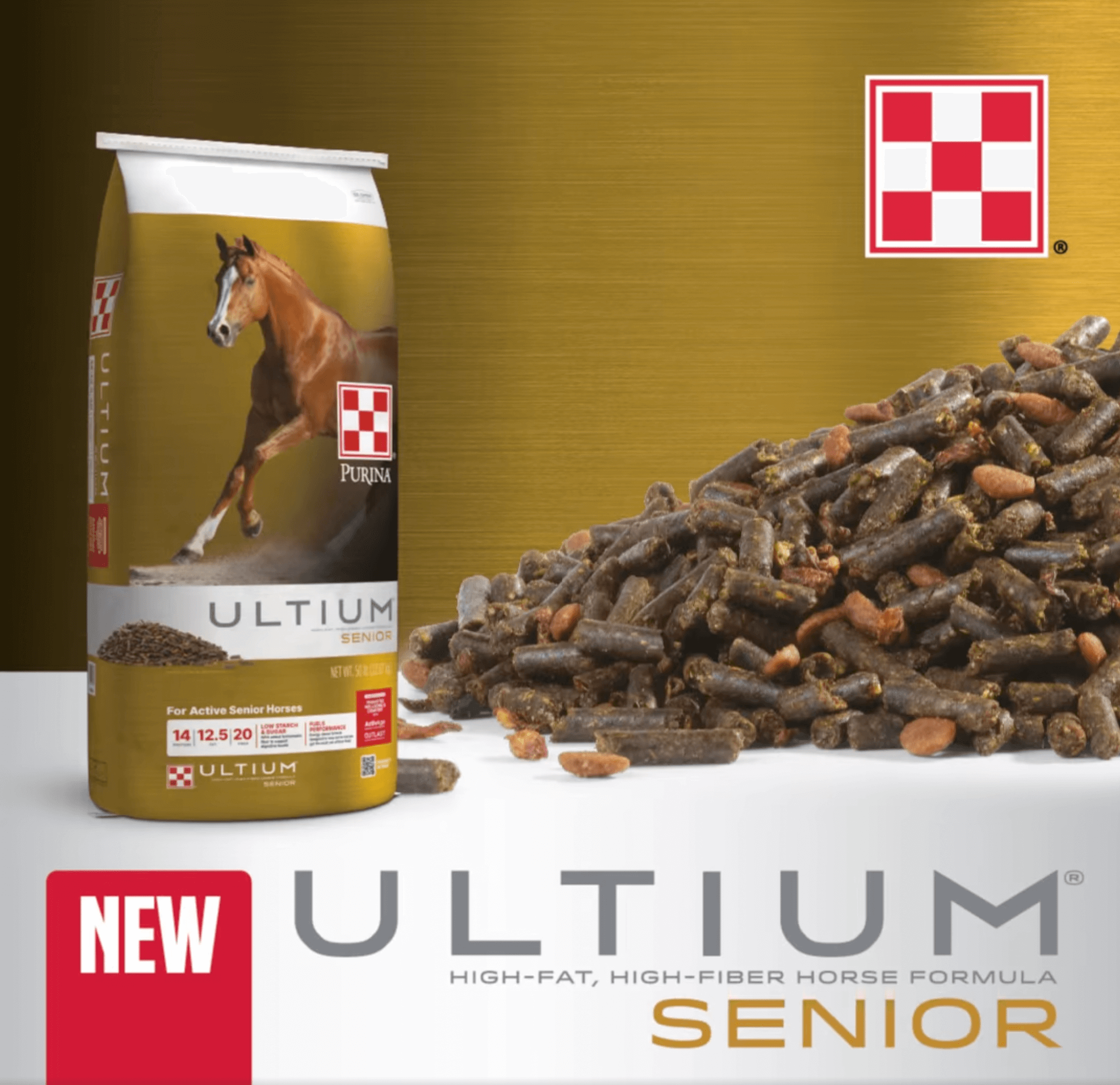 purina ultium senior equine horse feed aging performance outlast