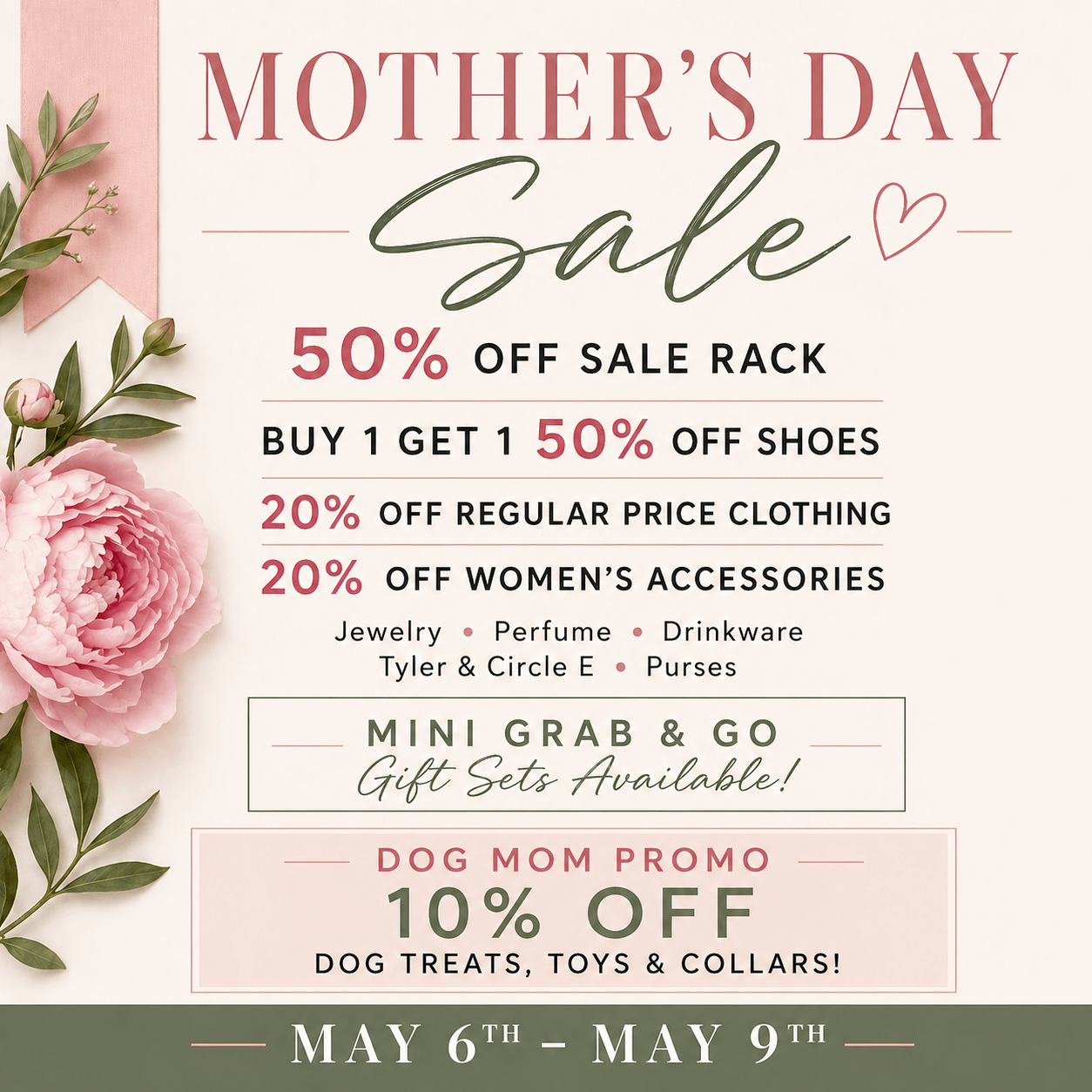 mothers day moether's sale save sunday may 10